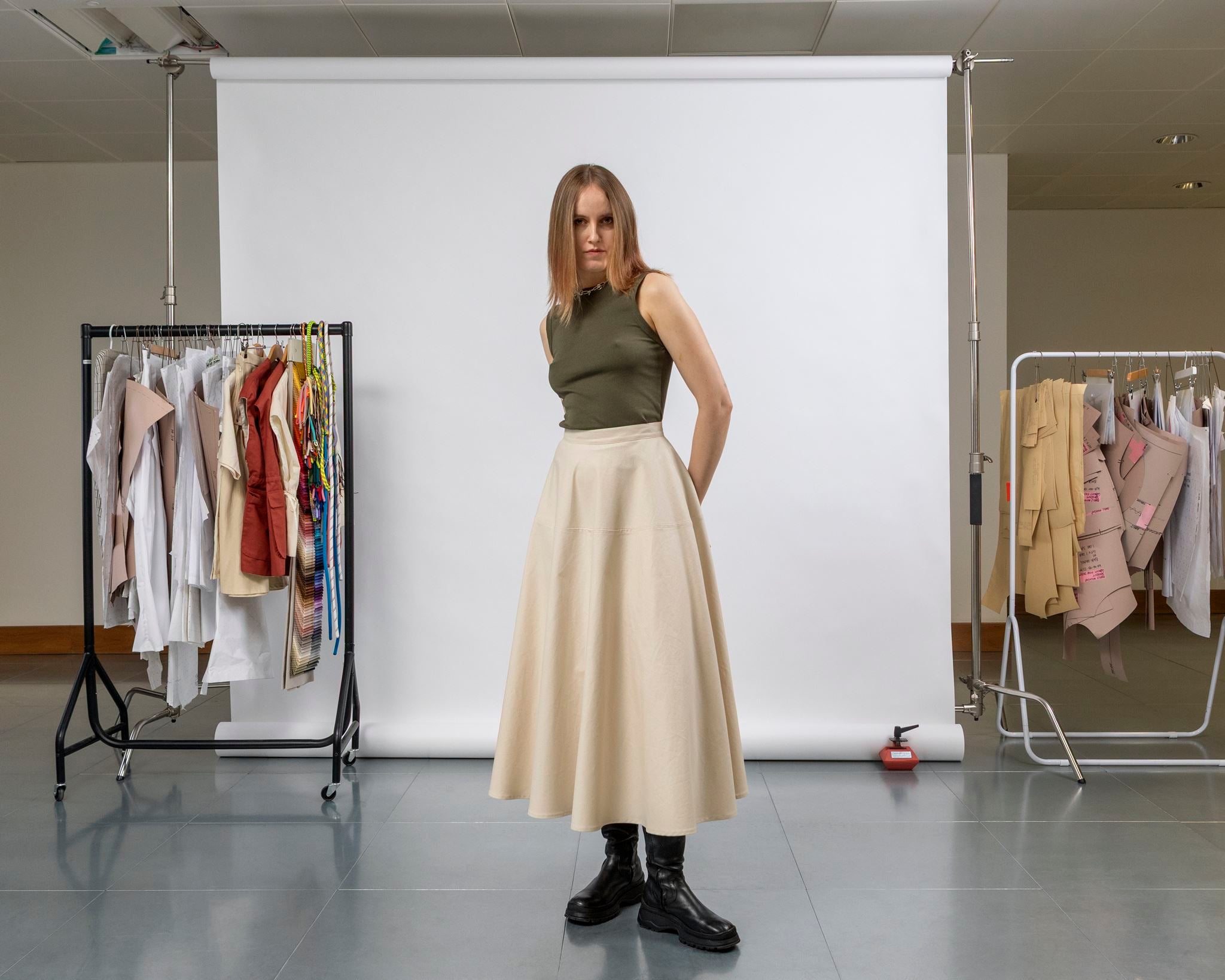 Utility Skirt — Natural Seeded Canvas